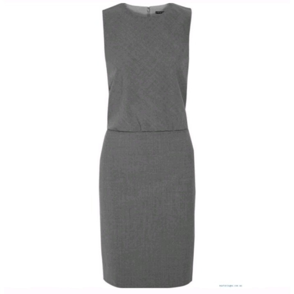 Theory Women's 10 Atle Sleeveless Virgin Wool Crepe Sheath Dress Career Office
